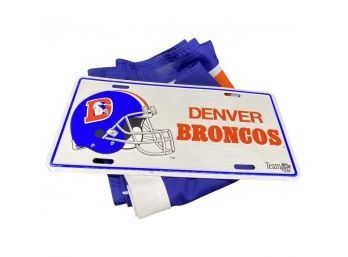 Denver Broncos License Plate, Plus Official NFL Broncos Flag