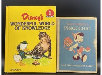 1939 DISNEY Pinocchio Hardcover Storybook, Plus DISNEY Wonderful World Of Knowledge