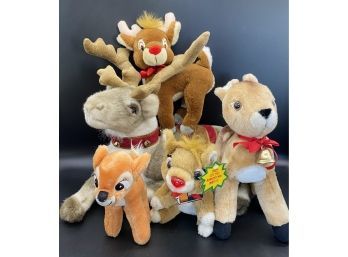 (5) Reindeer Plus Toys / Stuffed Animals, Various Brands And Sizes