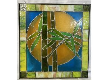 Beautiful Stained Glass Window Piece With Bamboo Design