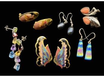 (6) Beautiful Pairs Of Earrings, Including Colorful Butterfly Earrings!