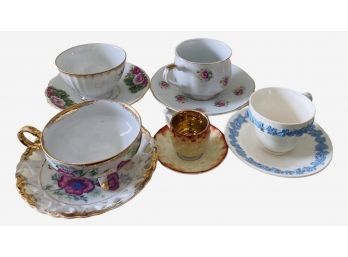 (5) Assorted Teacups With Matching Saucers, Various Sizes