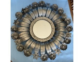 Beautiful Metal Wall Mirror. Lovely Floral And Star Accent Designs