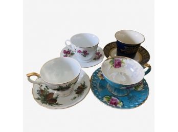 Lefton Hand Painted China, Plus More Brands: Teacups And Matching Saucers (4)