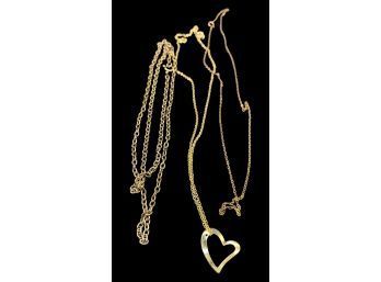 Darling Heart Necklace On Simple Chain, Plus Two Additional Chains