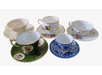 Assortment Of Beautiful Teacups With Matching Saucers