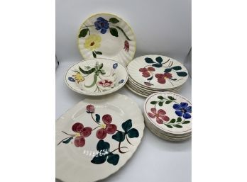 Blue Ridge Southern Potteries Laurel Wreath Bread And Luncheon Plates, And Other Hand Painted Plates/bowls