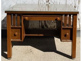 Mission Style Desk With Glass Top