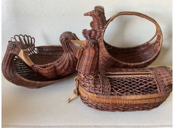 Vintage Wicker Baskets! Duck, Turkey, Rooster And A Chicken