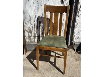 Adorable Wood Chair With Green Upholstery