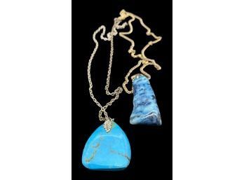 Two Necklaces With STUNNING Organic Pendants, One Fabulous Turquoise Color