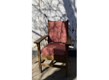 Antique Mission Arm Chair With Upholstered Seat