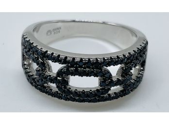 Gorgeous Black Chain Linked Ring, .925 China.