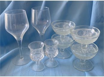 Collection Of 8 Assorted Wine Glasses