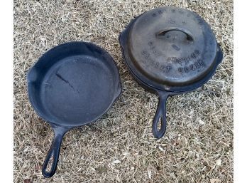 (2) Cast Iron Skillets, 1 With Lid