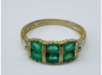 .925 Stauer 6-green Gem Ring.