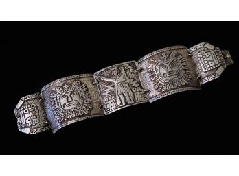 Antique Peruvian Silver Bracelet, Marked 900.