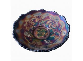 Antique Fenton Carnival Glass, Grape Blue