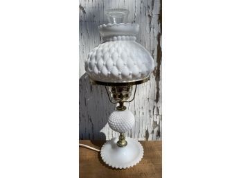 Beautiful White Hobnail Table Lamp