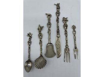 Antique Italian Ornate Relish Serving Set. 6 Piece