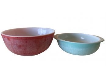 (2) PYREX Bowls, Red And Blue