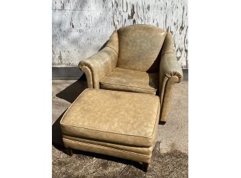 Faux Leather Lounger / Chair With Matching Ottoman