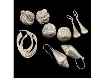 (5) Silver Colored Earrings, Various Styles