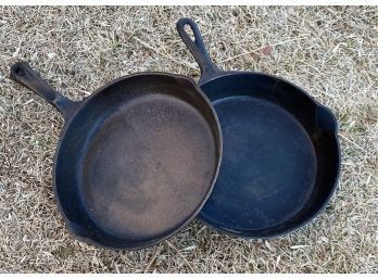 Two Cast Iron Skillets, Medium