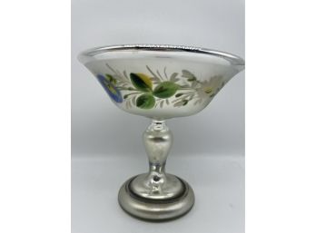 1882 Center Piece Bowl With Hand Painted Flowers.