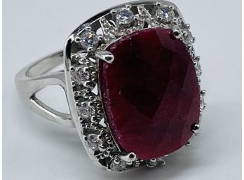 Beautiful Red Stone Ring By Stauer, .925 Sterling Silver