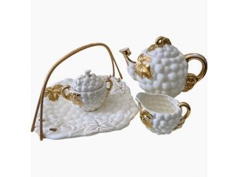 Vintage Hand Painted Japanese White Grape Teapot Set