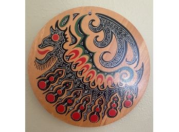 Asian Inspired Wall Art On Circular Wood Board