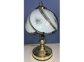 Vintage Touch Lamp With Gorgeous Floral Plastic Shade