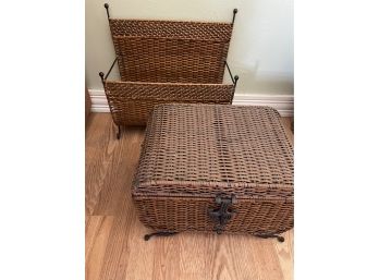 Woven Wicket Magazine Holder And Chest