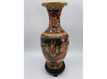 Red Dragon Designed Metal Vase