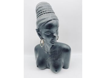 STUNNING African Woman Bust Made From Dark Wood.