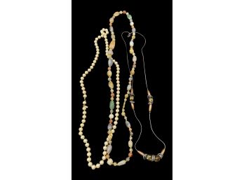 (3) Long Beaded Necklaces