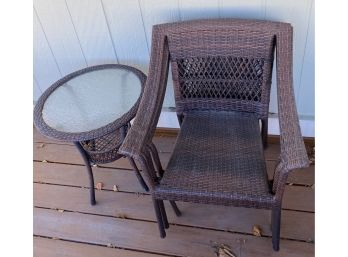 (3) Outdoor Chairs With Matching Side Table