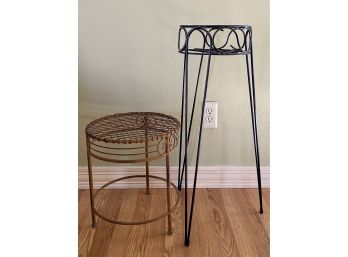 Two Nice Plant Stands, Both Metal