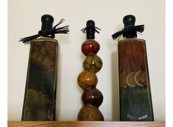 (3) Tall 17 Inch Decorative Italian Oil Bottles