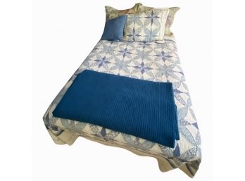 Full Size Bed From Denver Mattress In Nice Condition. Includes Darling Blue Quilt Set