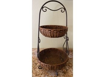 Two Tiered Fruit Basket. Stands Approximately 24 Inches