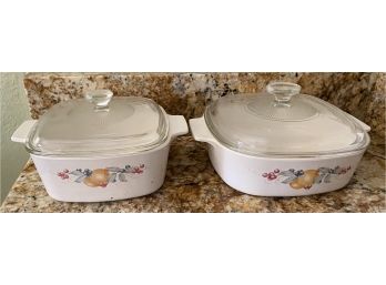 (2) Corning Ware Casserole Dishes With Lid