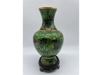 Chinese Copper Two Dragon Xi Zhu Cloisonne Flower Vase