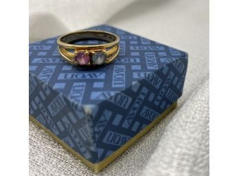 10K Gold Filled Rings By AVON With Pink And Blue Gems