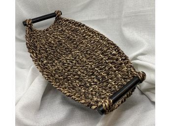 Long Wicker Basket With Wooden Handles