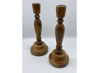 Pair Of Lovely Wooden Candle Stick Holders
