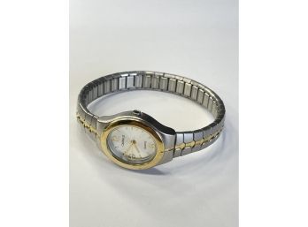 CARRIAGE By Timex Vintage Watch With A Gorgeous Silver And Gold Colored Band.