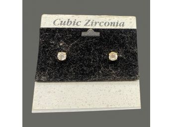 Simple Studded Cubic Zirconia Earrings