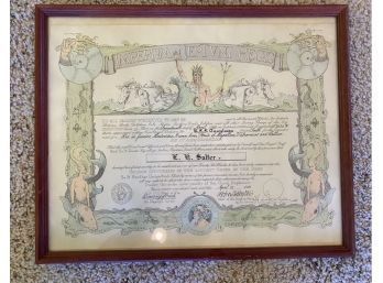 Shellback Certificate, EH Salter, USS Tuscaloosa 1939, 21 X 17